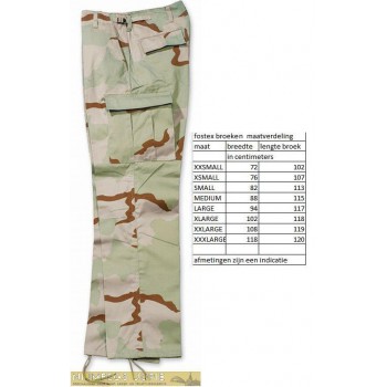bdu broek, legerbroek met zijzakken, desert camouflage