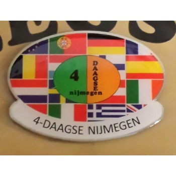 magneet met afbeelding Nijmegen, afstand met vlaggen