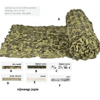 camouflage materiaal, ROL CA 78 meter (zonder net)