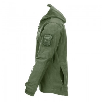 combat fleece jas heavy hooded, groen