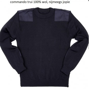 commando trui, 100% wol, zwart