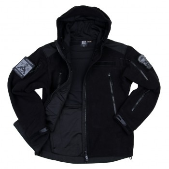 combat fleece jas heavy hooded, zwart