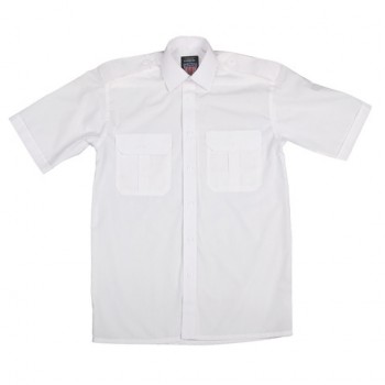 blouse overhemd met epaulet, wit met korte mouw, piloten/security blouse
