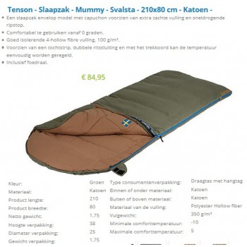 slaapzak Tenson Svalstra 210x80cm