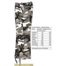 bdu broek, legerbroek met zijzakken, wit camouflage