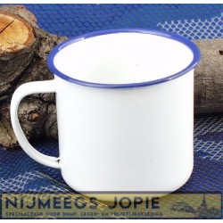 mok, emaille, hoogte ca 8 cm, drinkbeker