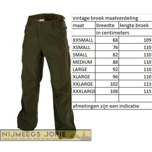 vintage M-65 broek, groen, stevige katoenen broek, 100% katoen