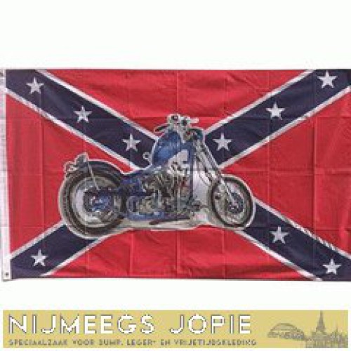 rebel met motor, vlag