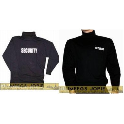 security t-shirt lange mouw, voor en achter text "security"