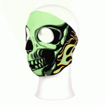 Biker mask full face green flames