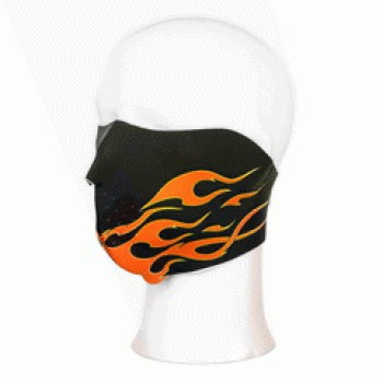Biker mask half face orange flames