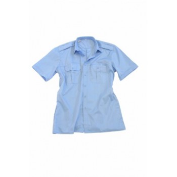 pilotenshirt, licht blauwe blouse korte mouw