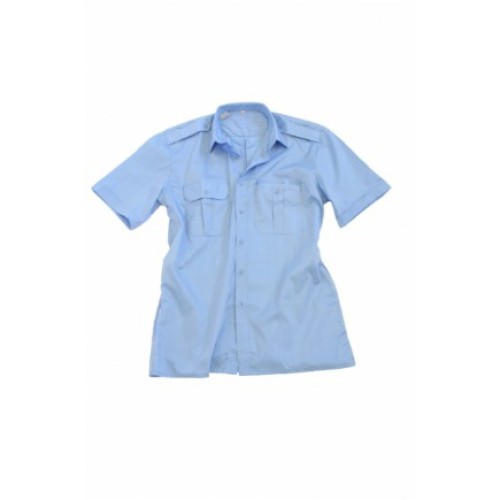 pilotenshirt, licht blauwe blouse korte mouw