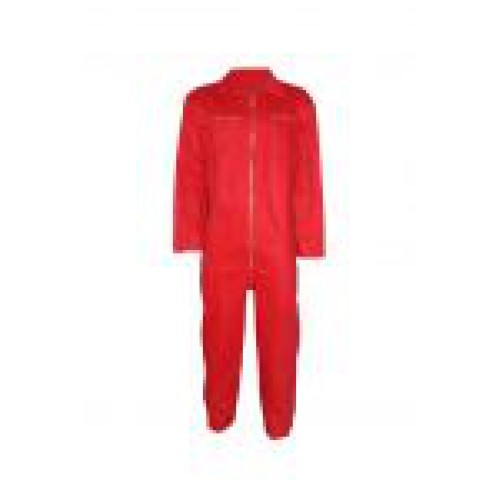 overall , polyester/katoen rood, met rits, budget-serie