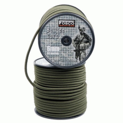 elastiek, 6mm dik, groen. rol 60 meter, bungee