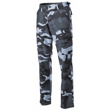 bdu broek, legerbroek met zijzaken, blauw camouflage