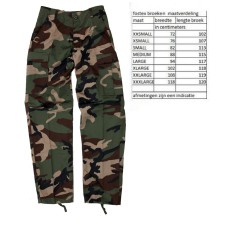 bdu broek, legerbroek met zijzakken, woodland