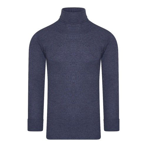 thermo t-shirt Beeren met kol en lange mouw blauw, maat XXL