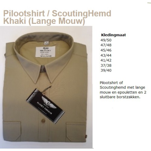 khaky leger blouse "oud model", nieuw, lange mouw, copie