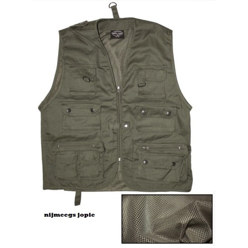 bodywarmer groen zomer fishingvest met katoen