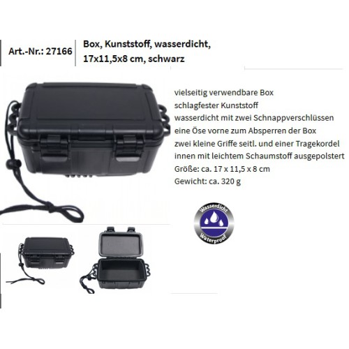 Waterproof box van 100% kunststof, zwart, groot