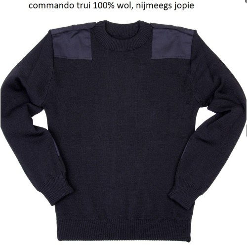 commando trui, 100% wol, blauw