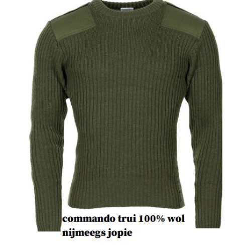 commando trui, 100% wol, groen, origineel