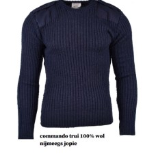 commando trui, 100% wol, grijs/blauw, origineel