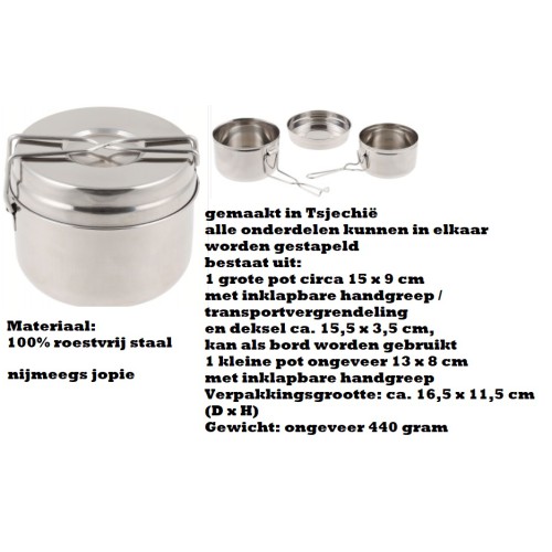 pannenset CZ mess kit RVS 3-delig