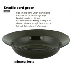 bord, emaille, groen, diep bord