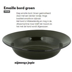 bord, emaille, groen, diep bord
