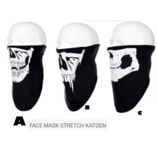 bivakmuts/sjaal dun zwart facemask stretch katoen, skull