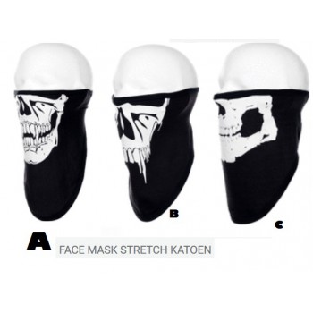 bivakmuts/sjaal dun zwart facemask stretch katoen, skull