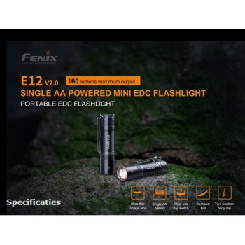 fenix E12 oplaadbare zaklamp, penlight formaat