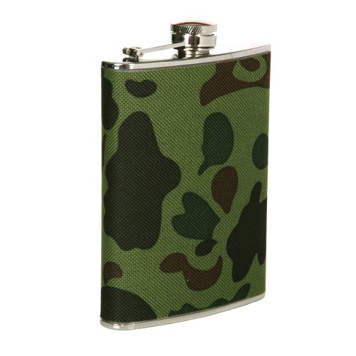 drinkflesje plat, metaal ca 150ml, camouflage, zakfles, drinkflacon