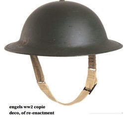 helm ww2, engels repro, met katoenen kinband