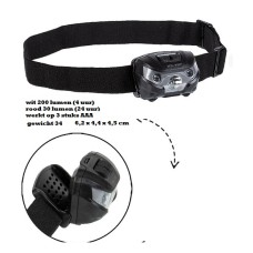 hoofdlamp storm, met rode en witte leds, incl 3 AAA batterijen