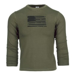 kinder t-shirt groen met lange mouw en vlag-print