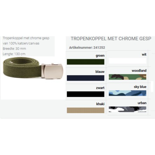 koppelriem, smal, met chrome gesp