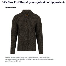 schippers trui  Life-line model Marcel. donker groen