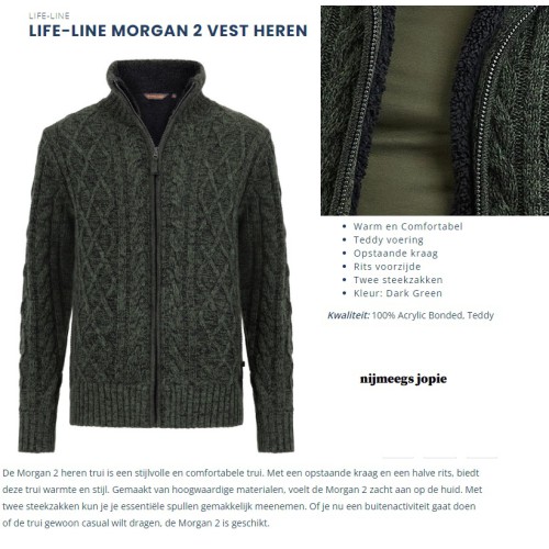 schippers trui/jas  Life-line model Morgan 2, groen