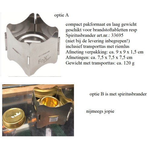 houder voor bijv esbit blokjes of spiritusbrander, stove