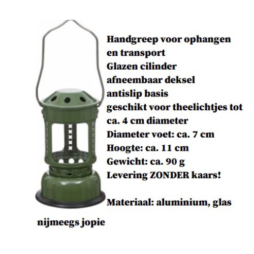 stormlamp klein, werkt op theelichtje