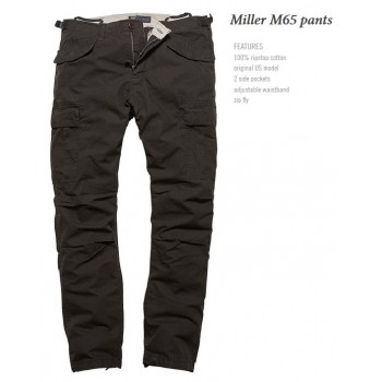 vintage m-65 broek model miller pant, Black, dun katoen