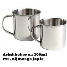 mok rvs, ca 300 ml, per stuk, drinkbeker