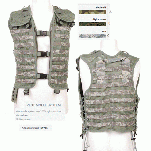 tactical Vest molle system, acu kleur (zoals op foto)