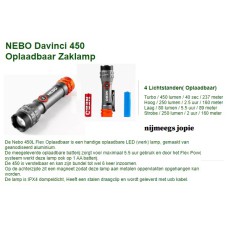 zaklamp nebo Davinci 450 felle en verstelbare lichtbundel, oplaadbaar