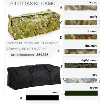 weekend-tas pilot tas, grote tas, copie van grote legerversie
