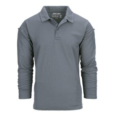 Polo stretch quick dry, grijs, lange mouw