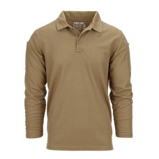 Polo stretch quick dry, licht bruin, lange mouw